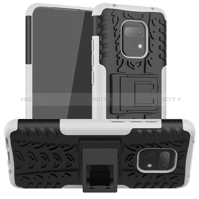 Funda Bumper Silicona y Plastico Mate Carcasa con Soporte JX1 para Xiaomi Redmi 10X Pro 5G Plata