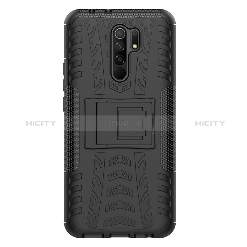 Funda Bumper Silicona y Plastico Mate Carcasa con Soporte JX1 para Xiaomi Redmi 9