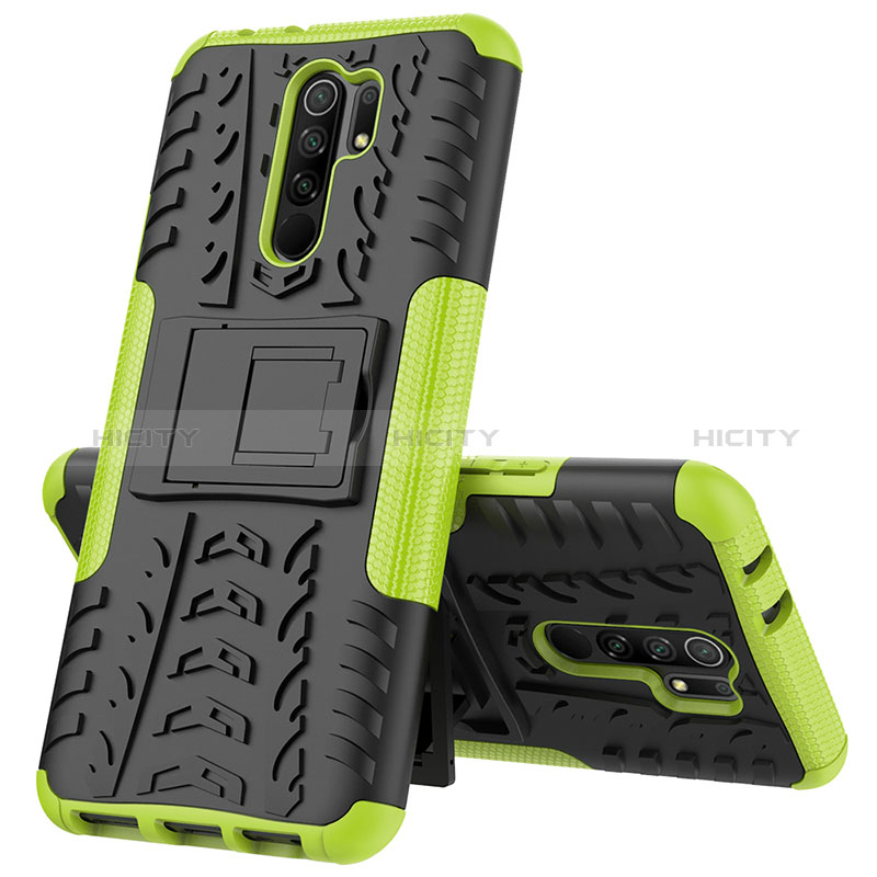 Funda Bumper Silicona y Plastico Mate Carcasa con Soporte JX1 para Xiaomi Redmi 9