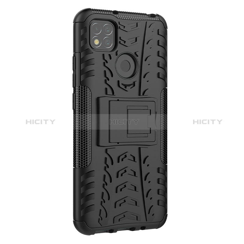 Funda Bumper Silicona y Plastico Mate Carcasa con Soporte JX1 para Xiaomi Redmi 9 Activ