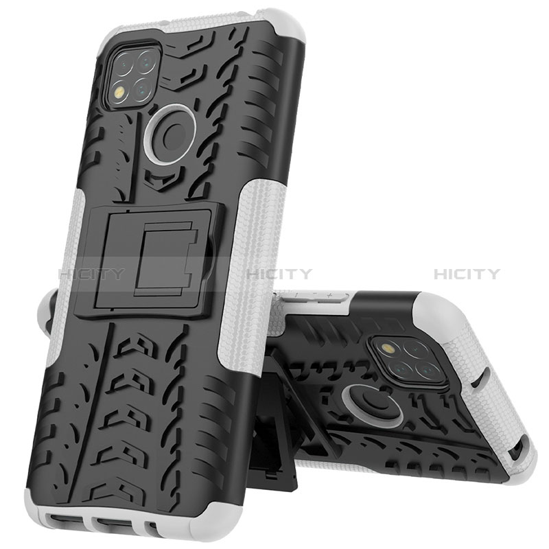 Funda Bumper Silicona y Plastico Mate Carcasa con Soporte JX1 para Xiaomi Redmi 9 Activ