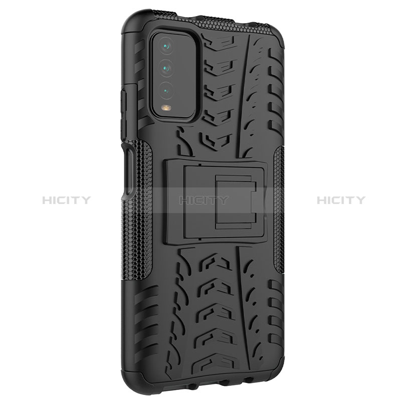 Funda Bumper Silicona y Plastico Mate Carcasa con Soporte JX1 para Xiaomi Redmi 9 Power