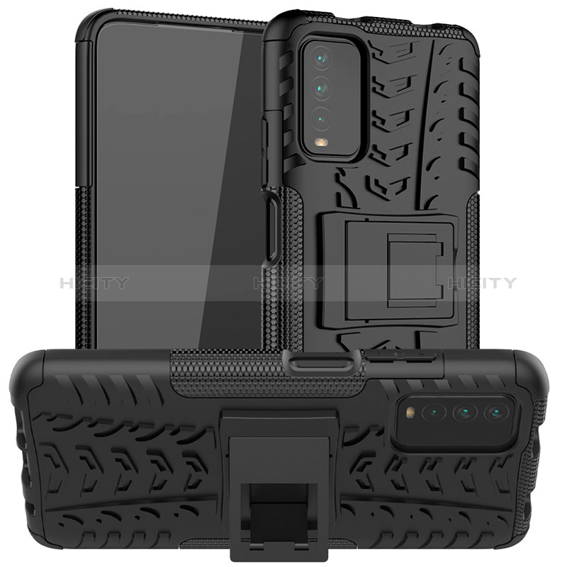 Funda Bumper Silicona y Plastico Mate Carcasa con Soporte JX1 para Xiaomi Redmi 9 Power