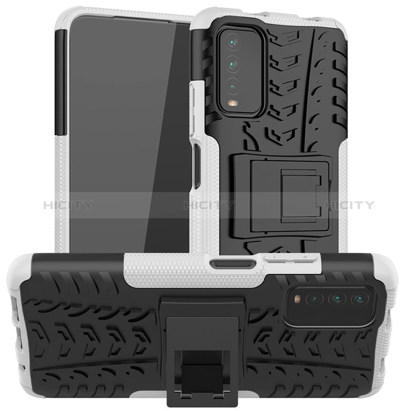 Funda Bumper Silicona y Plastico Mate Carcasa con Soporte JX1 para Xiaomi Redmi 9 Power