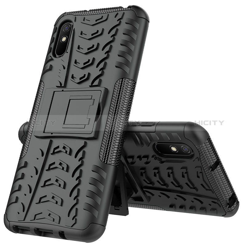 Funda Bumper Silicona y Plastico Mate Carcasa con Soporte JX1 para Xiaomi Redmi 9A