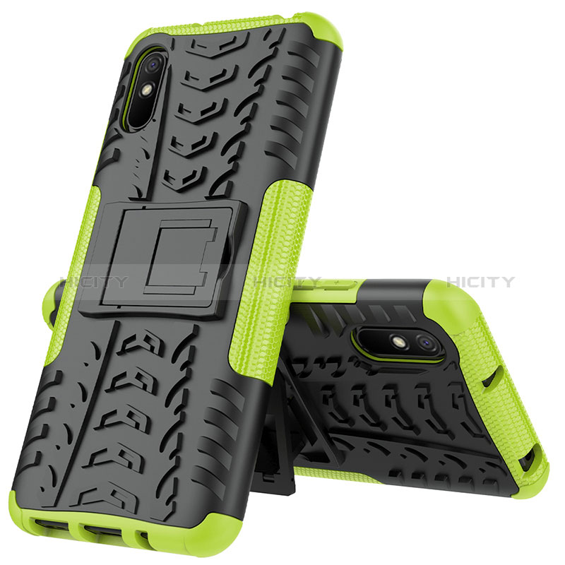 Funda Bumper Silicona y Plastico Mate Carcasa con Soporte JX1 para Xiaomi Redmi 9A