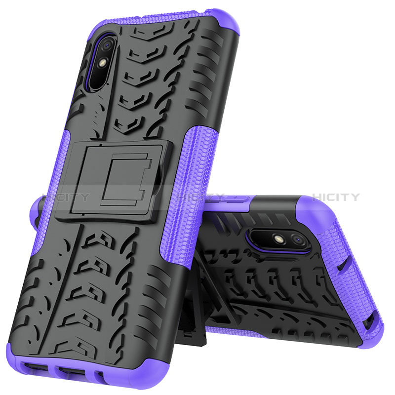 Funda Bumper Silicona y Plastico Mate Carcasa con Soporte JX1 para Xiaomi Redmi 9AT