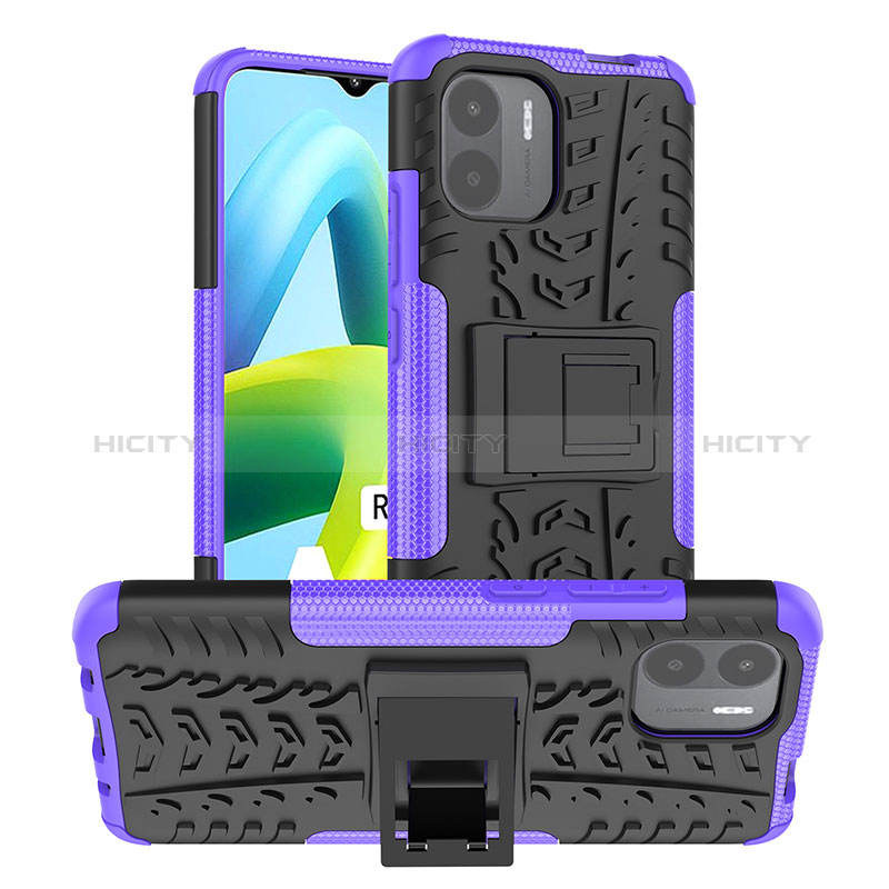 Funda Bumper Silicona y Plastico Mate Carcasa con Soporte JX1 para Xiaomi Redmi A2 Plus Morado