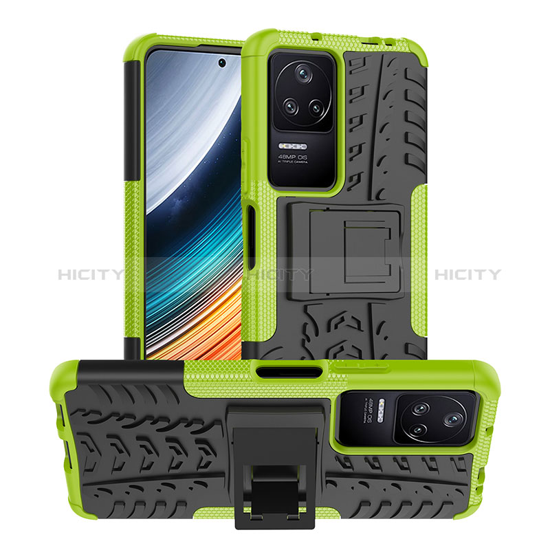 Funda Bumper Silicona y Plastico Mate Carcasa con Soporte JX1 para Xiaomi Redmi K40S 5G Verde