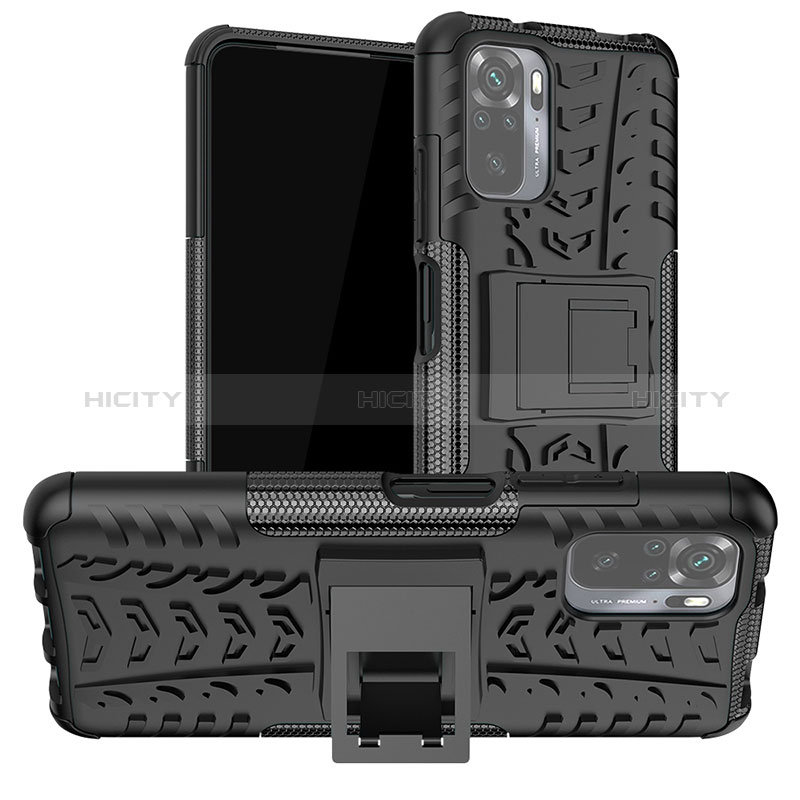 Funda Bumper Silicona y Plastico Mate Carcasa con Soporte JX1 para Xiaomi Redmi Note 10 4G