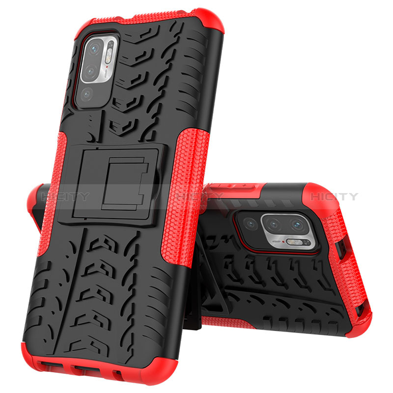 Funda Bumper Silicona y Plastico Mate Carcasa con Soporte JX1 para Xiaomi Redmi Note 10 5G