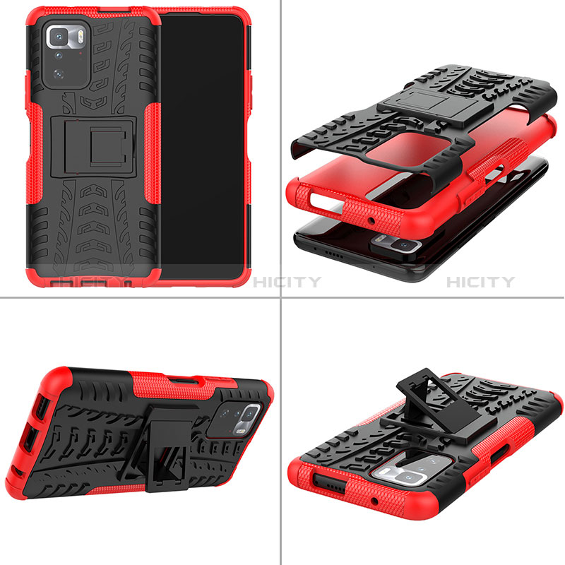 Funda Bumper Silicona y Plastico Mate Carcasa con Soporte JX1 para Xiaomi Redmi Note 10 Pro 5G