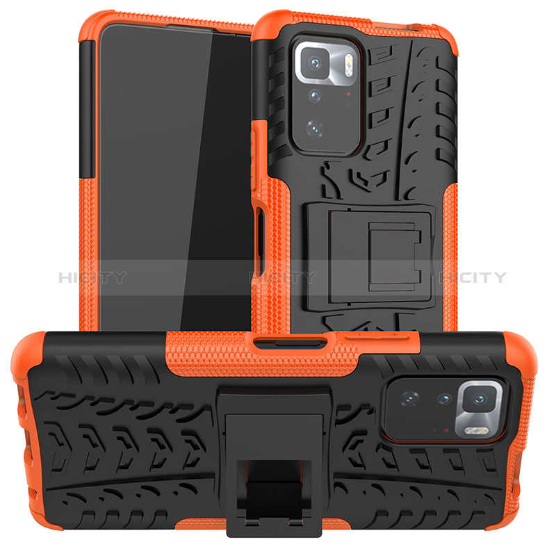 Funda Bumper Silicona y Plastico Mate Carcasa con Soporte JX1 para Xiaomi Redmi Note 10 Pro 5G