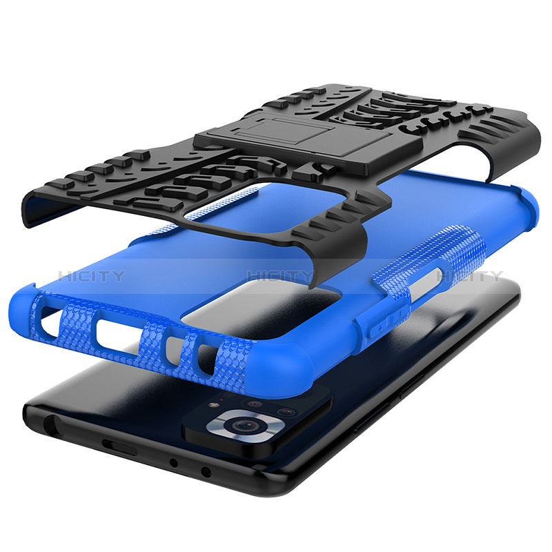 Funda Bumper Silicona y Plastico Mate Carcasa con Soporte JX1 para Xiaomi Redmi Note 10 Pro Max