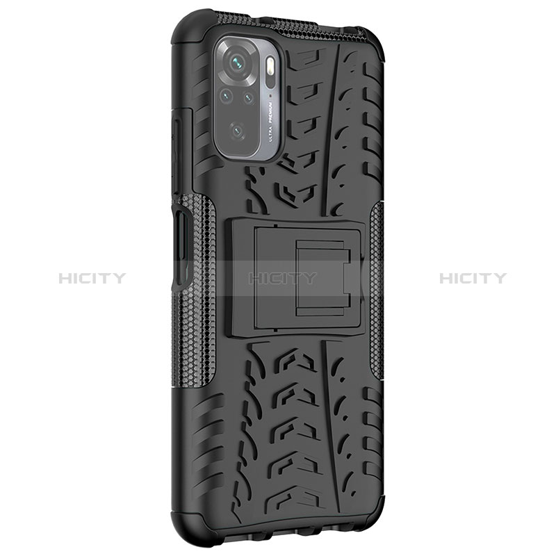 Funda Bumper Silicona y Plastico Mate Carcasa con Soporte JX1 para Xiaomi Redmi Note 10S 4G