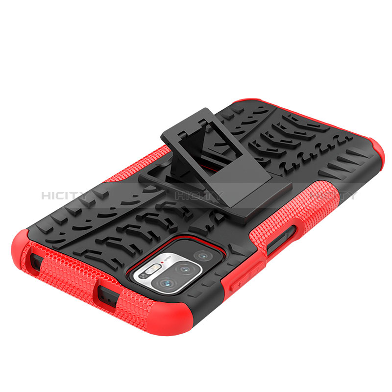 Funda Bumper Silicona y Plastico Mate Carcasa con Soporte JX1 para Xiaomi Redmi Note 10T 5G