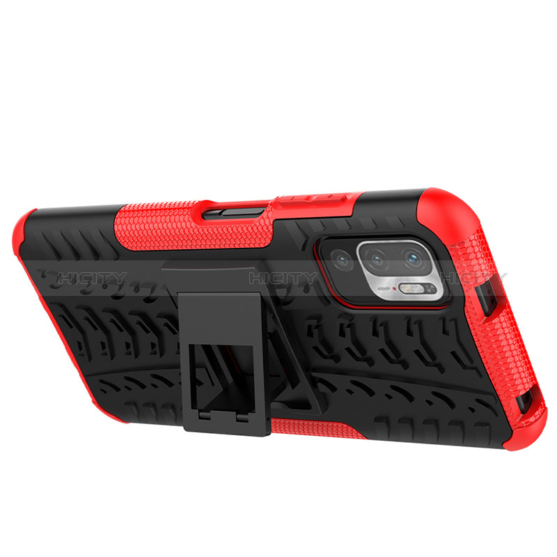 Funda Bumper Silicona y Plastico Mate Carcasa con Soporte JX1 para Xiaomi Redmi Note 10T 5G