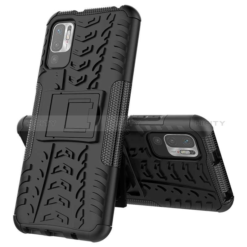 Funda Bumper Silicona y Plastico Mate Carcasa con Soporte JX1 para Xiaomi Redmi Note 10T 5G