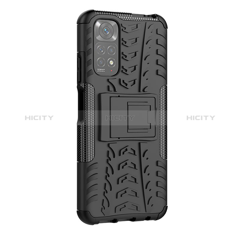 Funda Bumper Silicona y Plastico Mate Carcasa con Soporte JX1 para Xiaomi Redmi Note 11 4G (2022)