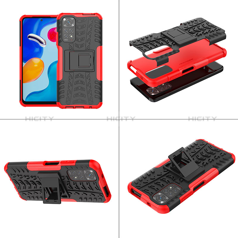 Funda Bumper Silicona y Plastico Mate Carcasa con Soporte JX1 para Xiaomi Redmi Note 11 4G (2022)