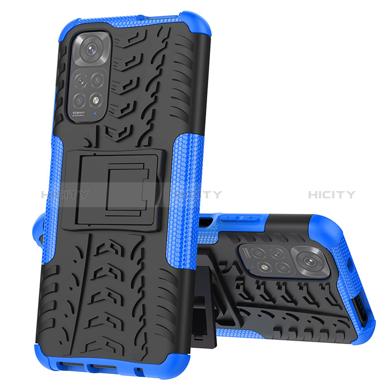 Funda Bumper Silicona y Plastico Mate Carcasa con Soporte JX1 para Xiaomi Redmi Note 11 4G (2022)