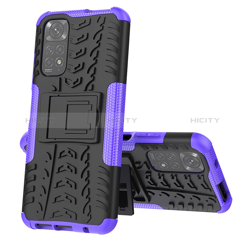 Funda Bumper Silicona y Plastico Mate Carcasa con Soporte JX1 para Xiaomi Redmi Note 11 4G (2022)