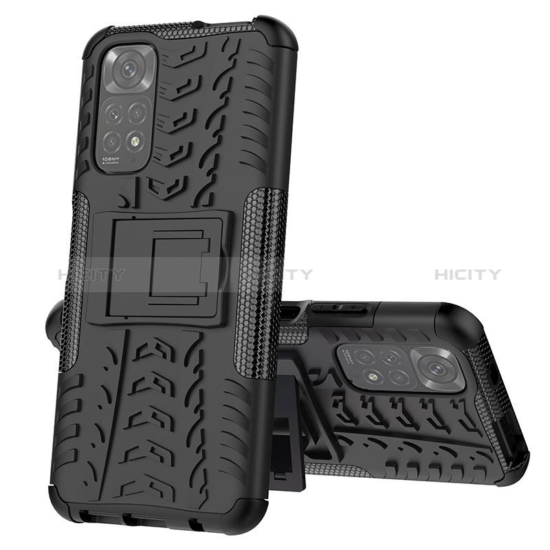 Funda Bumper Silicona y Plastico Mate Carcasa con Soporte JX1 para Xiaomi Redmi Note 11 4G (2022)