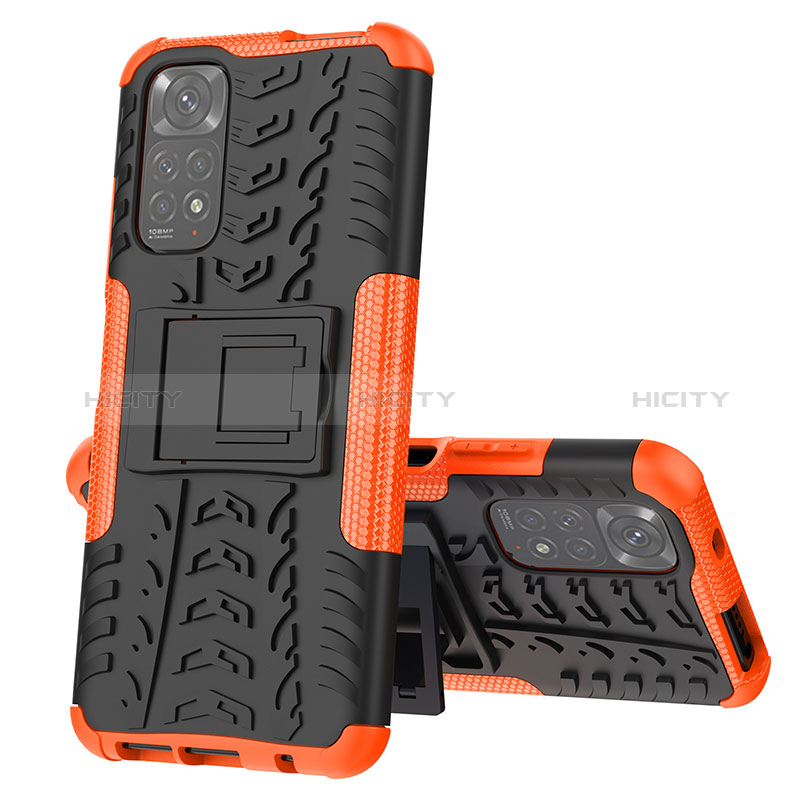 Funda Bumper Silicona y Plastico Mate Carcasa con Soporte JX1 para Xiaomi Redmi Note 11 4G (2022)