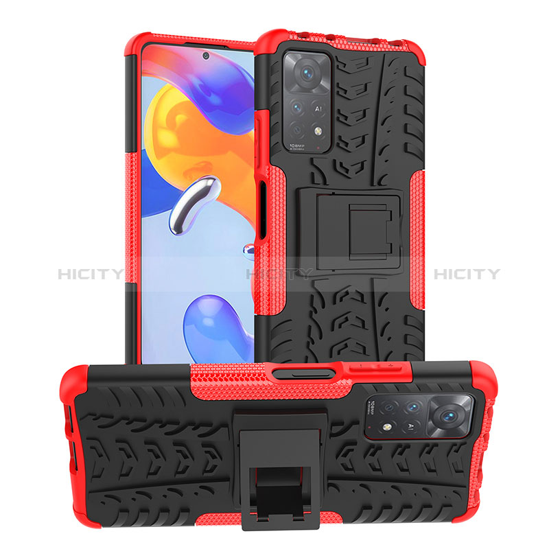 Funda Bumper Silicona y Plastico Mate Carcasa con Soporte JX1 para Xiaomi Redmi Note 11 Pro 5G