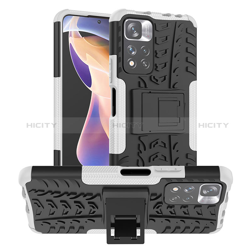 Funda Bumper Silicona y Plastico Mate Carcasa con Soporte JX1 para Xiaomi Redmi Note 11 Pro+ Plus 5G