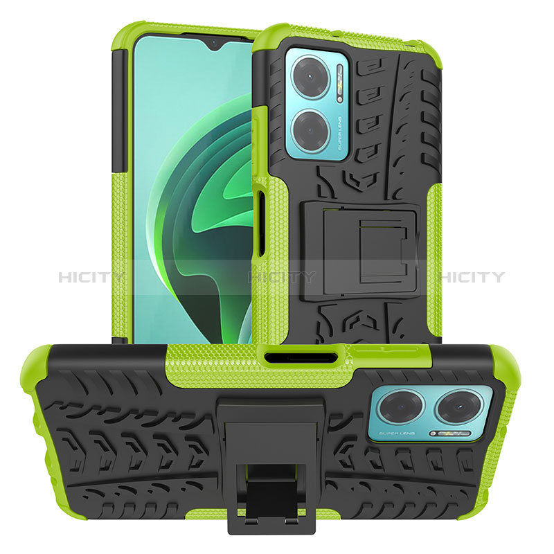 Funda Bumper Silicona y Plastico Mate Carcasa con Soporte JX1 para Xiaomi Redmi Note 11E 5G Verde