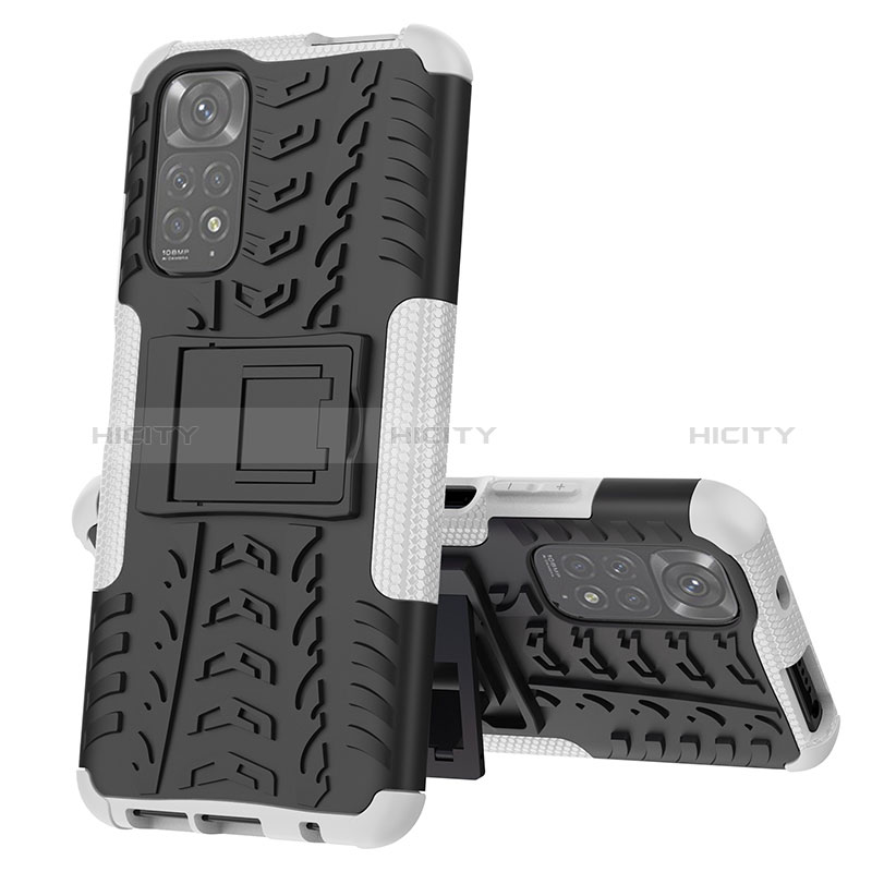 Funda Bumper Silicona y Plastico Mate Carcasa con Soporte JX1 para Xiaomi Redmi Note 11S 4G