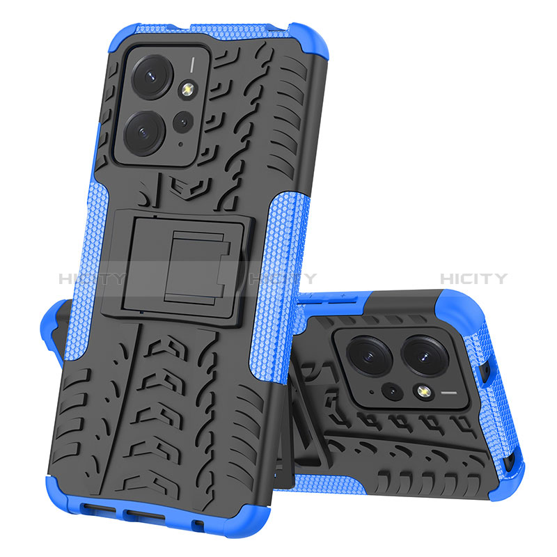 Funda Bumper Silicona y Plastico Mate Carcasa con Soporte JX1 para Xiaomi Redmi Note 12 4G Azul