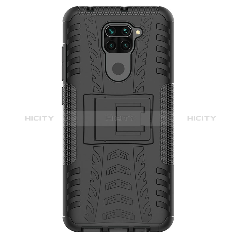 Funda Bumper Silicona y Plastico Mate Carcasa con Soporte JX1 para Xiaomi Redmi Note 9