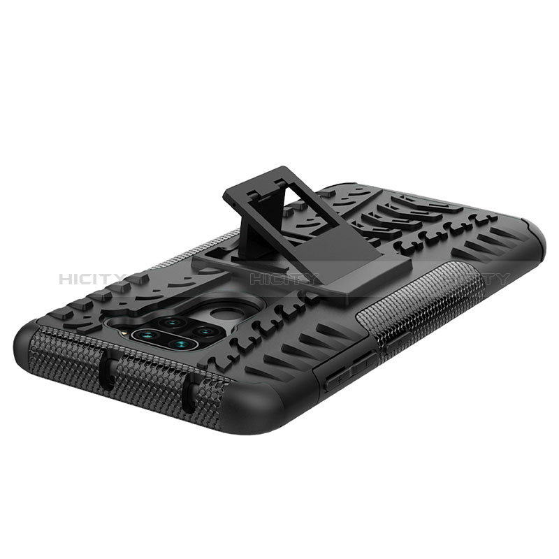 Funda Bumper Silicona y Plastico Mate Carcasa con Soporte JX1 para Xiaomi Redmi Note 9