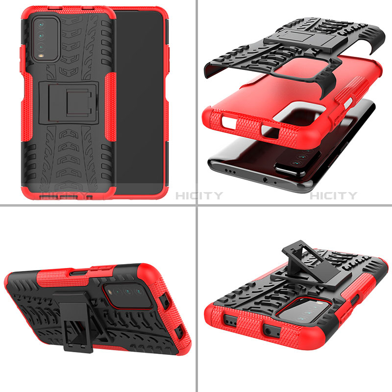 Funda Bumper Silicona y Plastico Mate Carcasa con Soporte JX1 para Xiaomi Redmi Note 9 4G