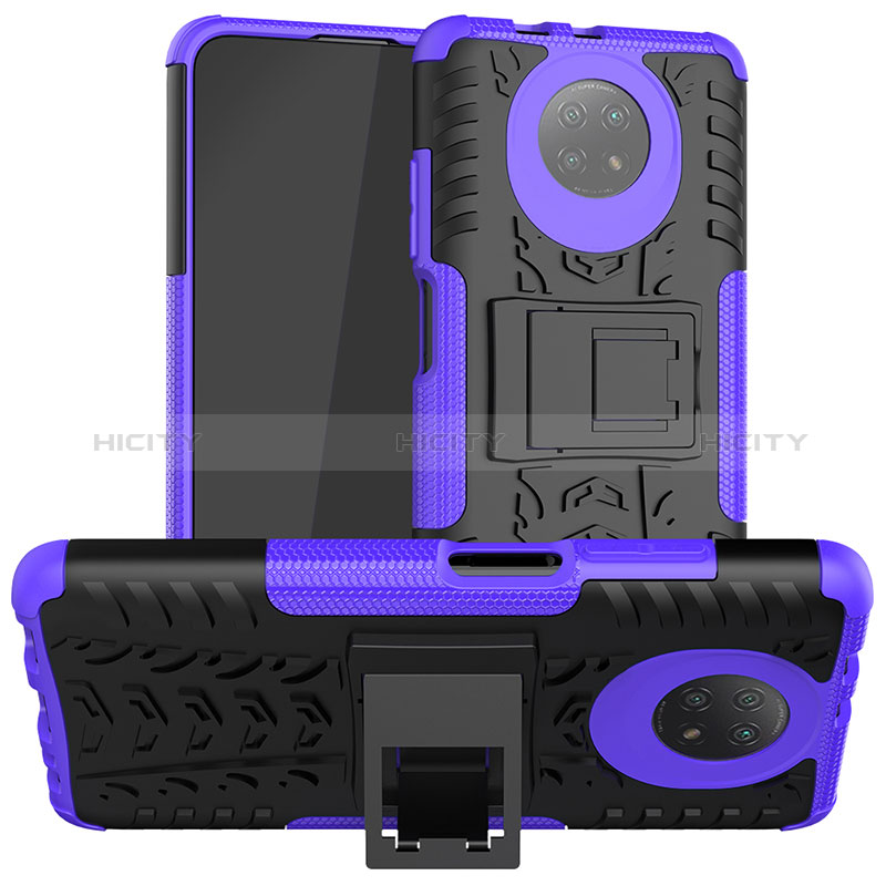 Funda Bumper Silicona y Plastico Mate Carcasa con Soporte JX1 para Xiaomi Redmi Note 9 5G