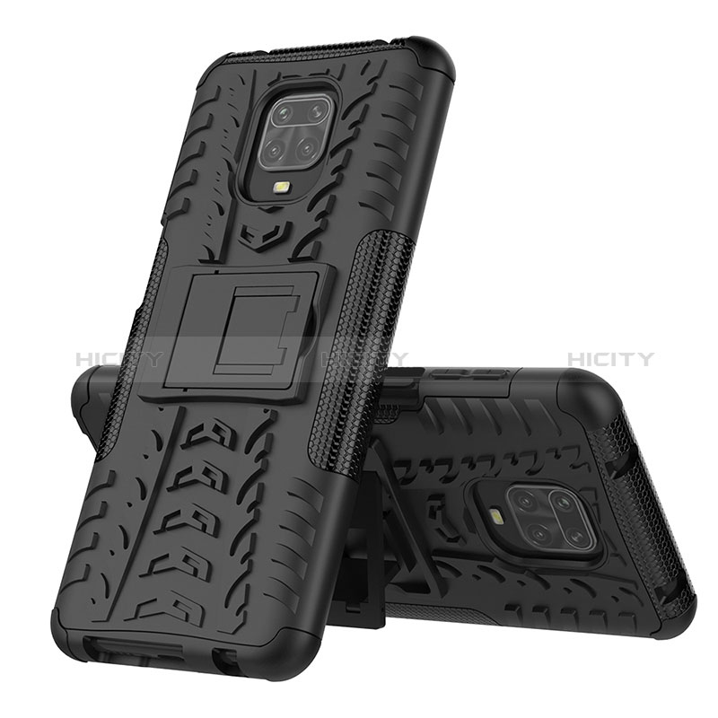 Funda Bumper Silicona y Plastico Mate Carcasa con Soporte JX1 para Xiaomi Redmi Note 9 Pro