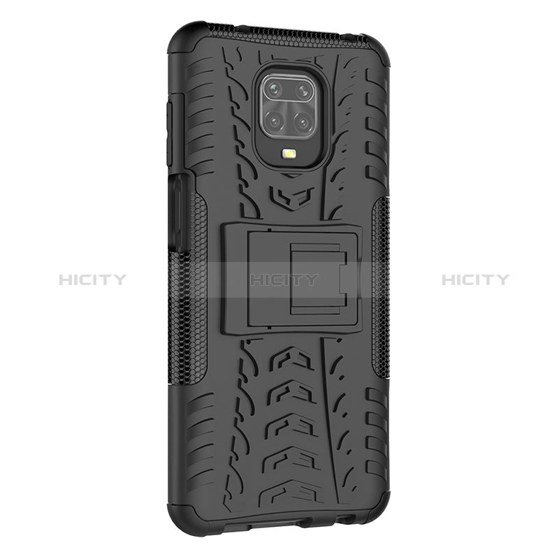 Funda Bumper Silicona y Plastico Mate Carcasa con Soporte JX1 para Xiaomi Redmi Note 9 Pro Max