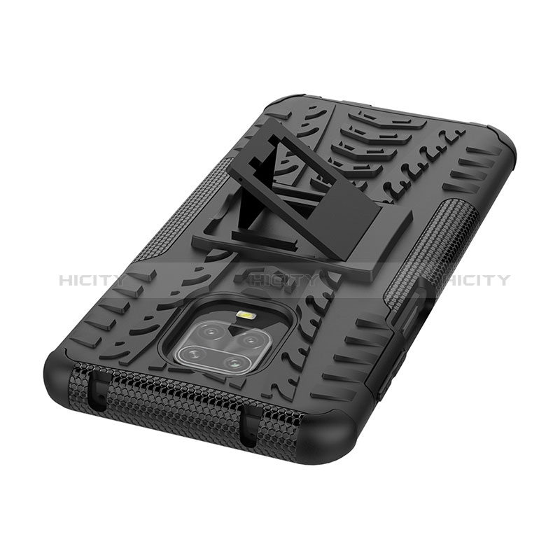 Funda Bumper Silicona y Plastico Mate Carcasa con Soporte JX1 para Xiaomi Redmi Note 9 Pro Max