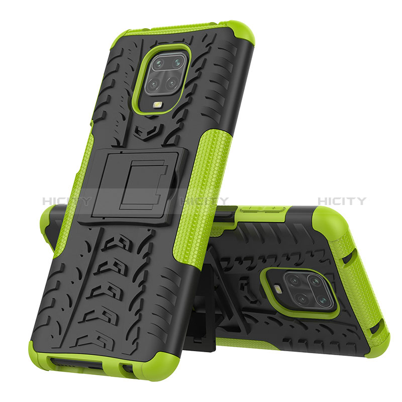 Funda Bumper Silicona y Plastico Mate Carcasa con Soporte JX1 para Xiaomi Redmi Note 9 Pro Max