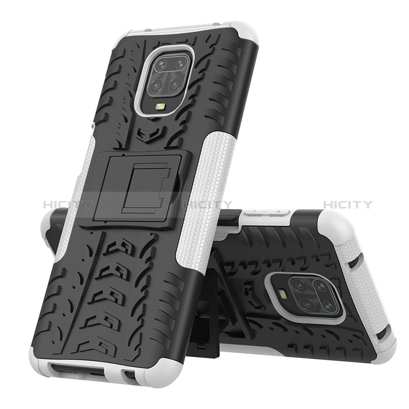 Funda Bumper Silicona y Plastico Mate Carcasa con Soporte JX1 para Xiaomi Redmi Note 9S