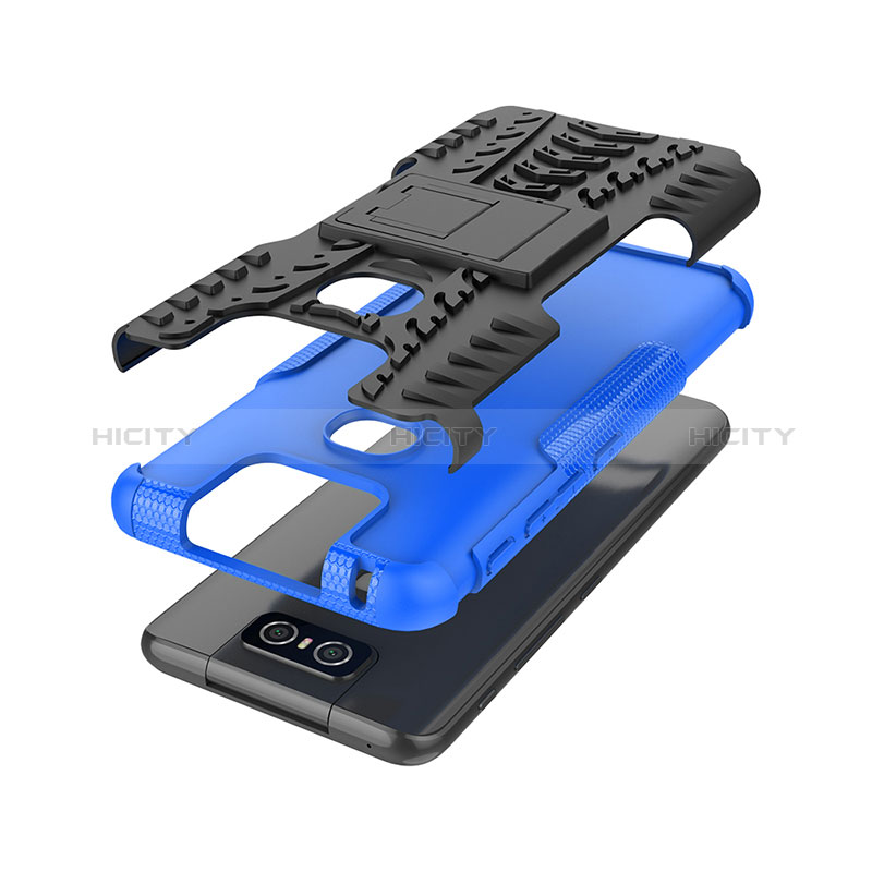 Funda Bumper Silicona y Plastico Mate Carcasa con Soporte JX2 para Asus Zenfone 6 ZS630KL