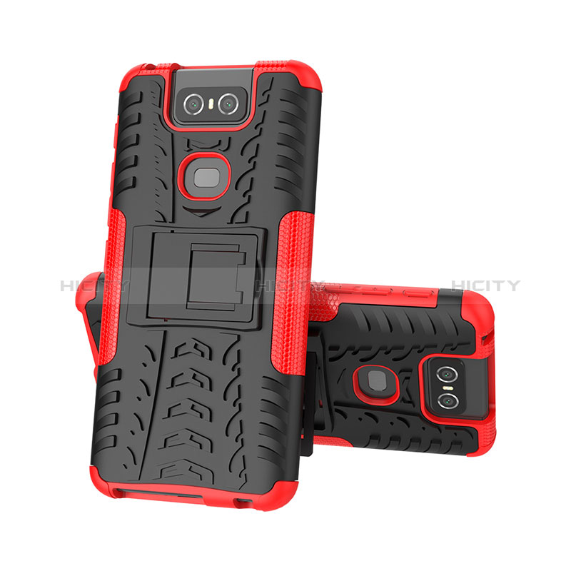 Funda Bumper Silicona y Plastico Mate Carcasa con Soporte JX2 para Asus Zenfone 6 ZS630KL