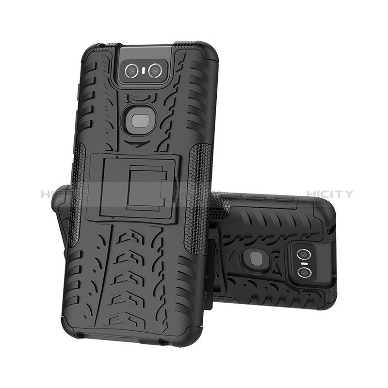 Funda Bumper Silicona y Plastico Mate Carcasa con Soporte JX2 para Asus Zenfone 6 ZS630KL