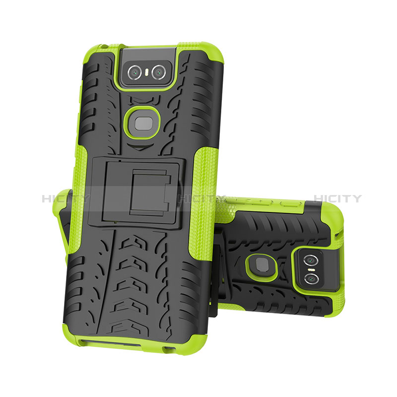 Funda Bumper Silicona y Plastico Mate Carcasa con Soporte JX2 para Asus Zenfone 6 ZS630KL