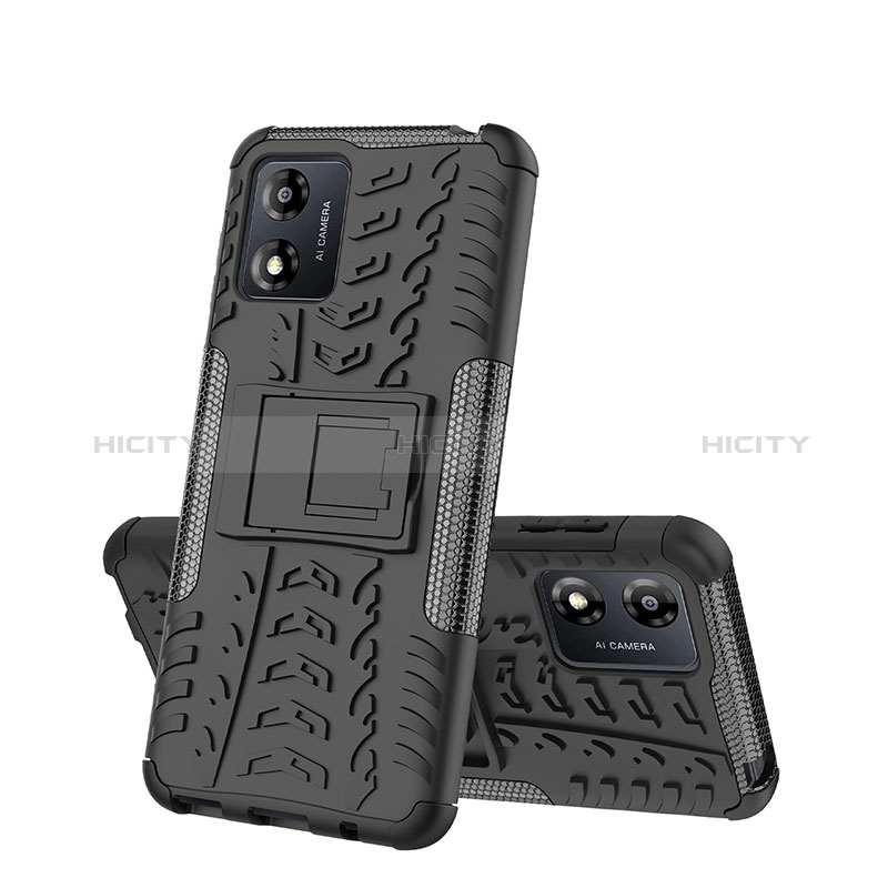 Funda Bumper Silicona y Plastico Mate Carcasa con Soporte JX2 para Motorola Moto E13