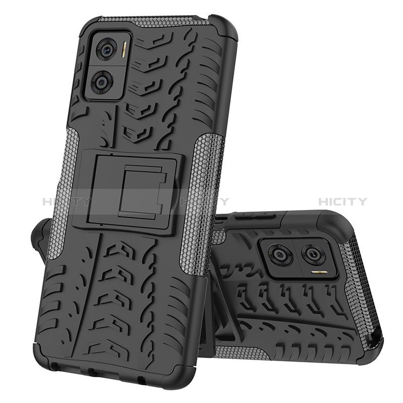 Funda Bumper Silicona y Plastico Mate Carcasa con Soporte JX2 para Motorola Moto E22