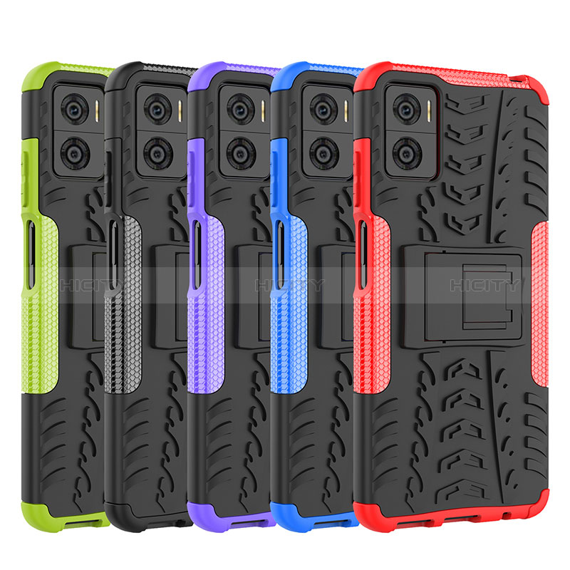 Funda Bumper Silicona y Plastico Mate Carcasa con Soporte JX2 para Motorola Moto E22i