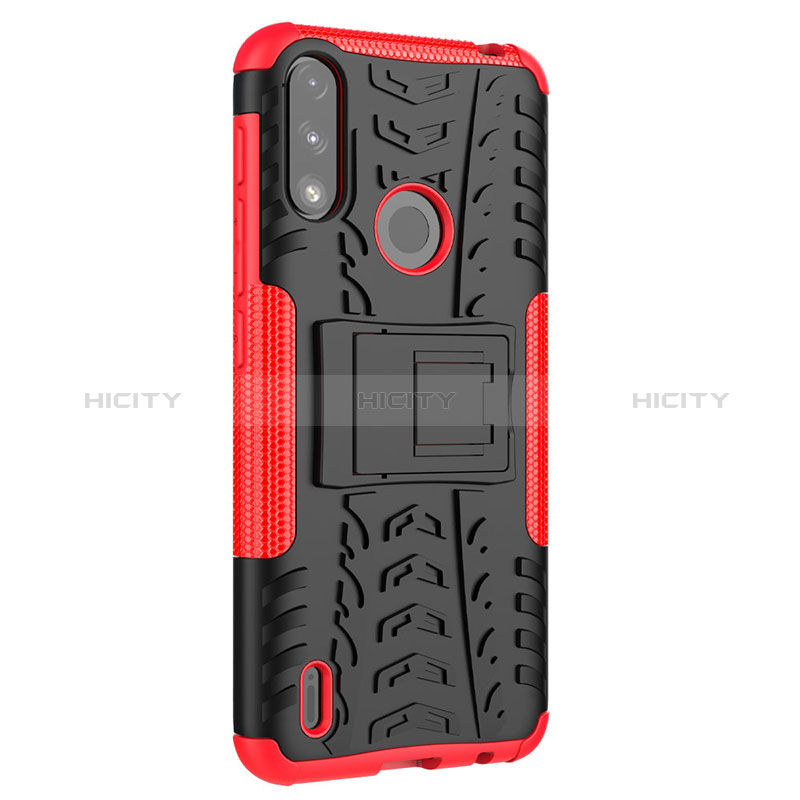 Funda Bumper Silicona y Plastico Mate Carcasa con Soporte JX2 para Motorola Moto E7 Power